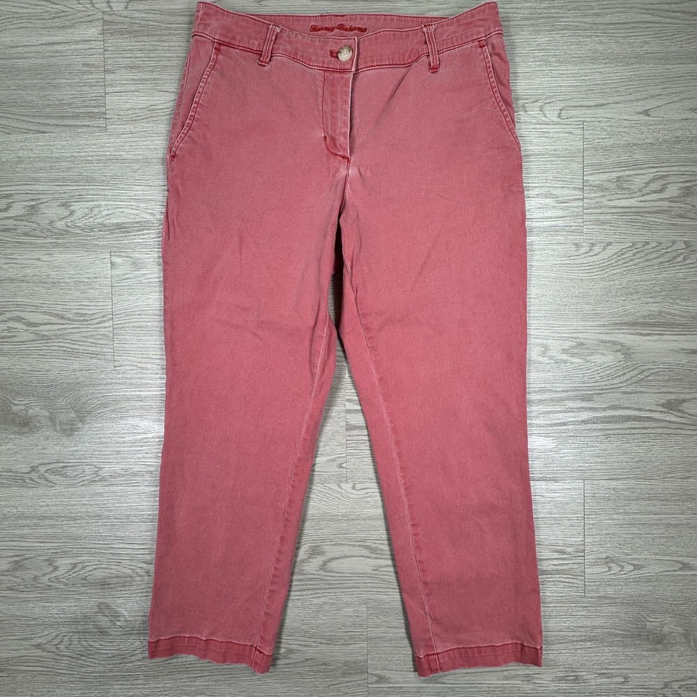 Tommy Bahama Womens Pants Crop Chino Pink 4 Stretch Cotton Tencel Casual Coastal